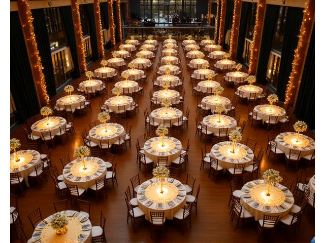 Aerial view of a beautifully set up event space